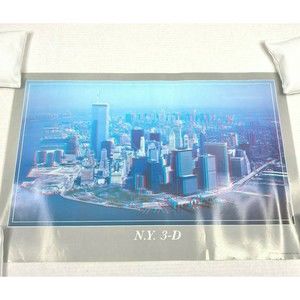 Vintage New York‎ City Skyline Anaglyph 3D Poster 24" x 16" 1986 USA w/ Glasses